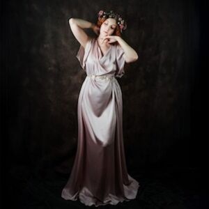 AtelierFinwald Long Dusty Rose Chiffon Goddess Dress